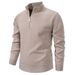 Men's Winter Knit Sweater Jacket With Stand Collar & Fleece Lining – Stylish Casual Pullover For Urban Fashion_viptrois.com
