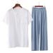 Men's Clothing Cotton Silk Pajamas Thin Short Sleeved Suit Artificial Home Clothes Trousers Two Piece Suit_viptrois.com