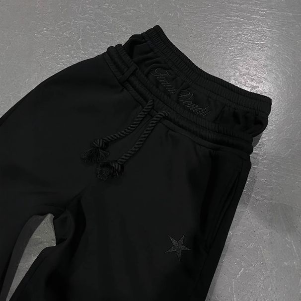Men's Clothing Spring And Autumn New Casual Double Waist Sports Casual Men's And Women's Letter Embroidered Straight Trousers_viptrois.com