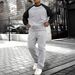 Men's Plus Size Fleece Hoodie & Jogger Set - Loose Fit Casual Sportswear For Running & Gym - Polyester Blend (Black/Dark Grey/Light Grey)_viptrois.com