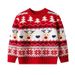 Soft Knit Christmas Cartoon Sweater For Kids - Cozy Round Neck Pullover With Fun Animal & Letter Patterns (2Y-6Y, Red/Navy)_viptrois.com