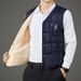 Men's Fleece Vest Winter Warm Padded Sleeveless Jacket For Middle-Aged & Elderly, Plus Size, Classic Solid Color, Lightweight & Comfortable_viptrois.com
