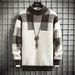 Men’s Korean-Style Thickened Sweater – Jacquard Faux Mink Knit With Color Blocking (Brown/Black/Blue, M-3XL)_viptrois.com