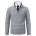 Loom Foreign Trade Autumn Winter New European And American Men's Half-Zip Pullover Knitted Fleece Lined Thickened Warm Base_viptrois.com