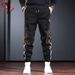 Men's Casual Jogger Pants Streetwear Drop Cargo Adjustable Drawstring Khaki Black Gray_viptrois.com