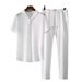 Men's Ice Silk Summer 2-Piece Set Short Sleeve T-Shirt & Loose Fit Pants, Lightweight Athletic Casual Outfit_viptrois.com