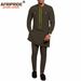 Men's clothing African ethnic solid color cotton men's casual jacket + pants_viptrois.com