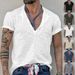 2024 Summer New Men's Bamboo Knot Henry Button Casual Solid Color Slim Fit Short Sleeve T-Shirt_viptrois.com