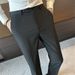 Men's Slim-Fit Dress Pants, Wrinkle-Resistant, Deep Gray, Business Casual, Straight Leg, Polyester Blend, Stretch Comfort_viptrois.com