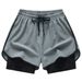 Men's Clothing Running Shorts Sports Track And Field Marathon Loose Quick Drying Anti Exposure Lining Training Fitness Equipment Three Quarter Pants_viptrois.com