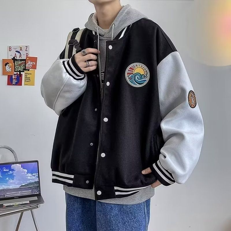 Autumn Retro Jacket Jacket Men's Loose Versatile Baseball Uniform Casual Cardigan Jacket Men_viptrois.com