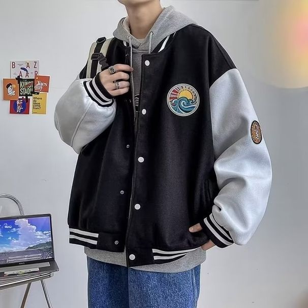 Autumn Retro Jacket Jacket Men's Loose Versatile Baseball Uniform Casual Cardigan Jacket Men_viptrois.com