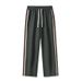 Men's Clothing Striped Contrast Ribbon Zipper Trousers Loose Terry Straight Sports Sweatpants_viptrois.com