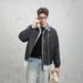 Trendy High Street Flight Collar Jacket, Autumn, Versatile Casual, Loose-fitting, Men's Fake Two-piece_viptrois.com