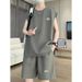 Men's Summer Sleeveless Vest Set, Stylish Hong Kong Style, Two-Piece Sports Suit_viptrois.com