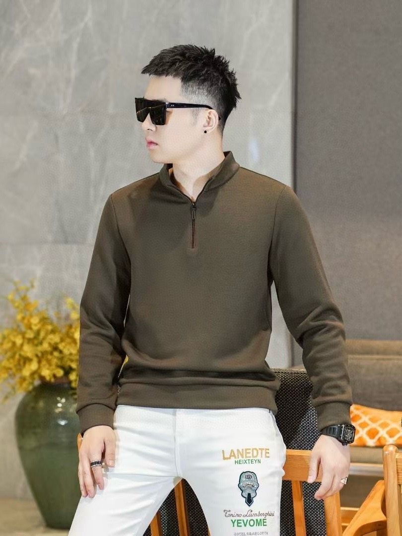 Autumn Winter Men's Fashion Casual Stand Collar Half-Zip Cashmere Modal Fleece Long Sleeve Sweatshirt, Classic Versatile_viptrois.com
