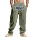 Men's Clothing Men's Linen Loose Wide Leg Hip Hop High Street Trend Washed Embroidery Jogging Casual Sports Trousers_viptrois.com