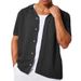 Breathable Knit Shirt Men's Summer Casual Solid Color Button-Down Top With Ventilation Design_viptrois.com