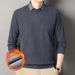 2025 New Winter Two-Piece Sweatshirt Solid Color Shirt Turn-Down Collar Warm Fleece Thickened Men's Long Sleeve_viptrois.com
