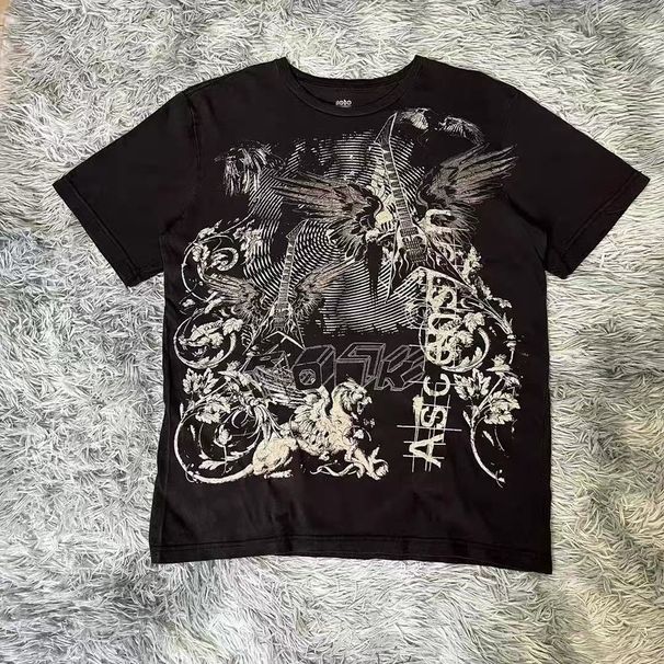 Men's Clothing Short Sleeved Printed Skull T Shirt Top Versatile Casual Round Neck Short Sleeved_viptrois.com