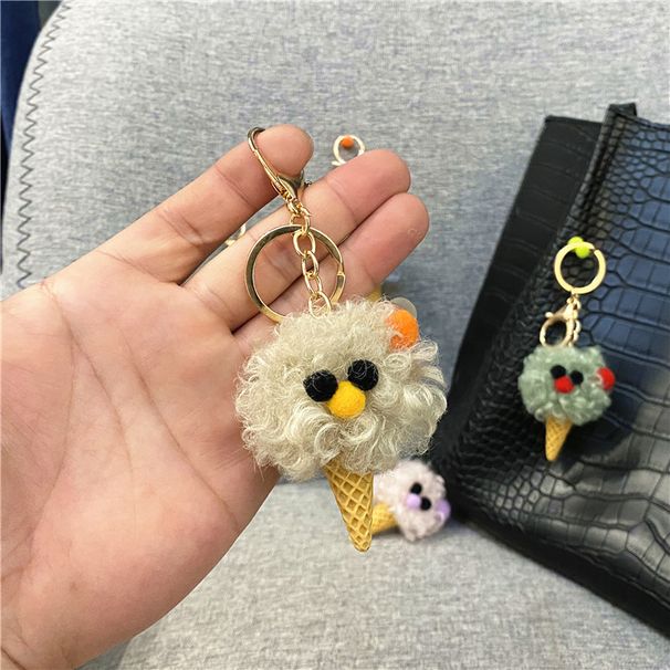 Bag Charm Cute Cartoon Plush Keychain Ugly Cute Bag Pendant Ice Cream Cone Car Keychain Mobile Phone Accessories Gift_viptrois.com