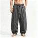 Japanese Summer Men's Loose Lantern Wide Leg Pants Chinese Style Casual Cotton Linen Trousers Plus Size Fashionable_viptrois.com
