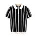 Men's Striped Short-Sleeve Knit Polo Shirt – Slim Fit Breathable Cotton Blend – Black & White Color Options – Sizes M/L/XL/XXL/XXXL_viptrois.com