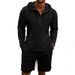 Men's Clothing Men's Style Loose Fit Linen Hoodie Casual Long Sleeve Top With Solid Color Shorts Summer Breathable Outfit_viptrois.com