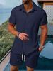 Men's Lightweight Summer Blazer & Shorts Set - Casual Business T-Shirt Outfit For Office & Travel (Black/Grey/Khaki/Army Green/Navy/Brown, S-XXL)_viptrois.com