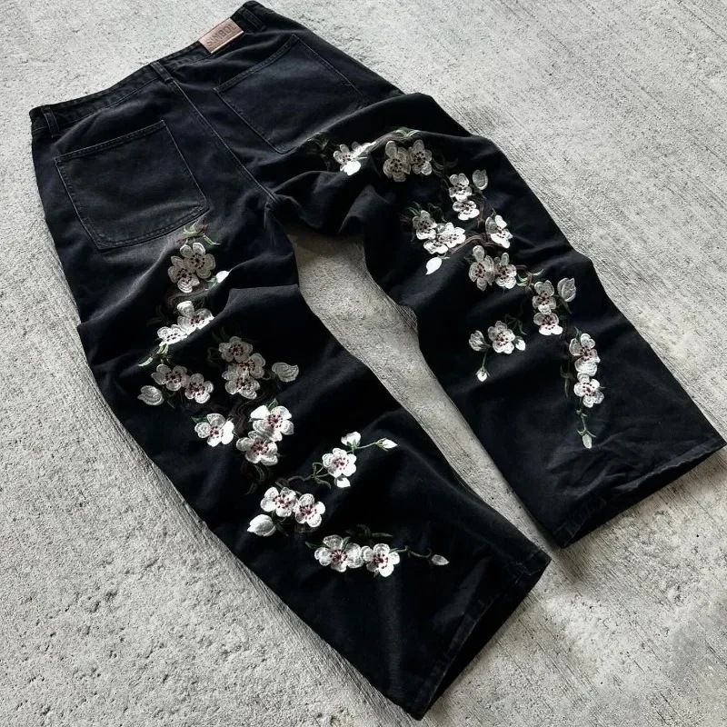 Men's Clothing Cherry Blossom Print Men And Women Spring Casual Trousers Hip Hop Y2K_viptrois.com