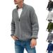 Loom 2024 Autumn Winter New Sweater Cardigan European American Solid Color Zipper High Collar Knitted Jacket Plus Size_viptrois.com