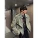 Men's Clothing Distressed Washed Jacket Handsome Denim Jacket Lapel Top_viptrois.com