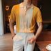 Men's Clothing Summer Short Sleeved T Shirt Knitted Lapel Shirt Trendy Personality Fashion Half Sleeved Bottoming Shirt Top_viptrois.com