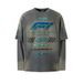 Men's Clothing Racing Style Retro Washed Old Long Sleeved T Shirt Trendy Hip Hop Cracked Letter Print Two Piece Top_viptrois.com