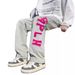 Washed Yellow Mud Embroidered Jeans American Hip-Hop Men's Trendy Brand Micro Flared Loose Straight Leg Pants_viptrois.com