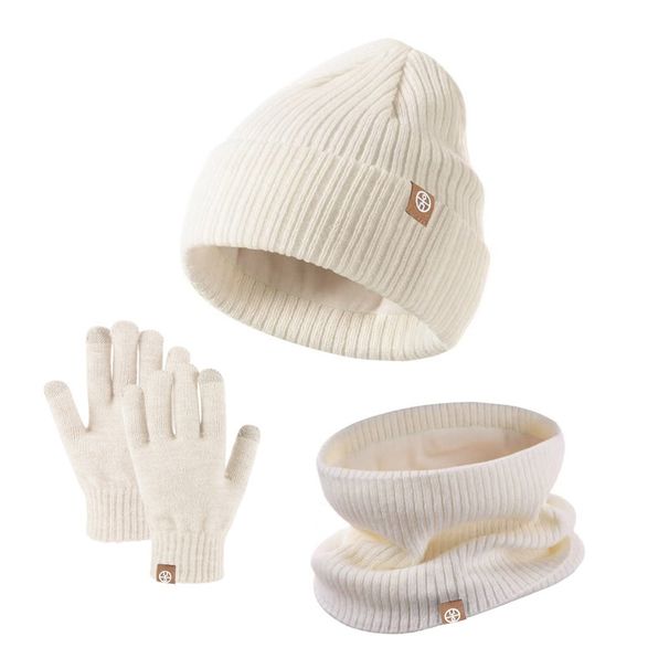Mother & Kids new winter children's knitted gloves, hats, and scarves three piece set outdoor warm hat three piece set_viptrois.com