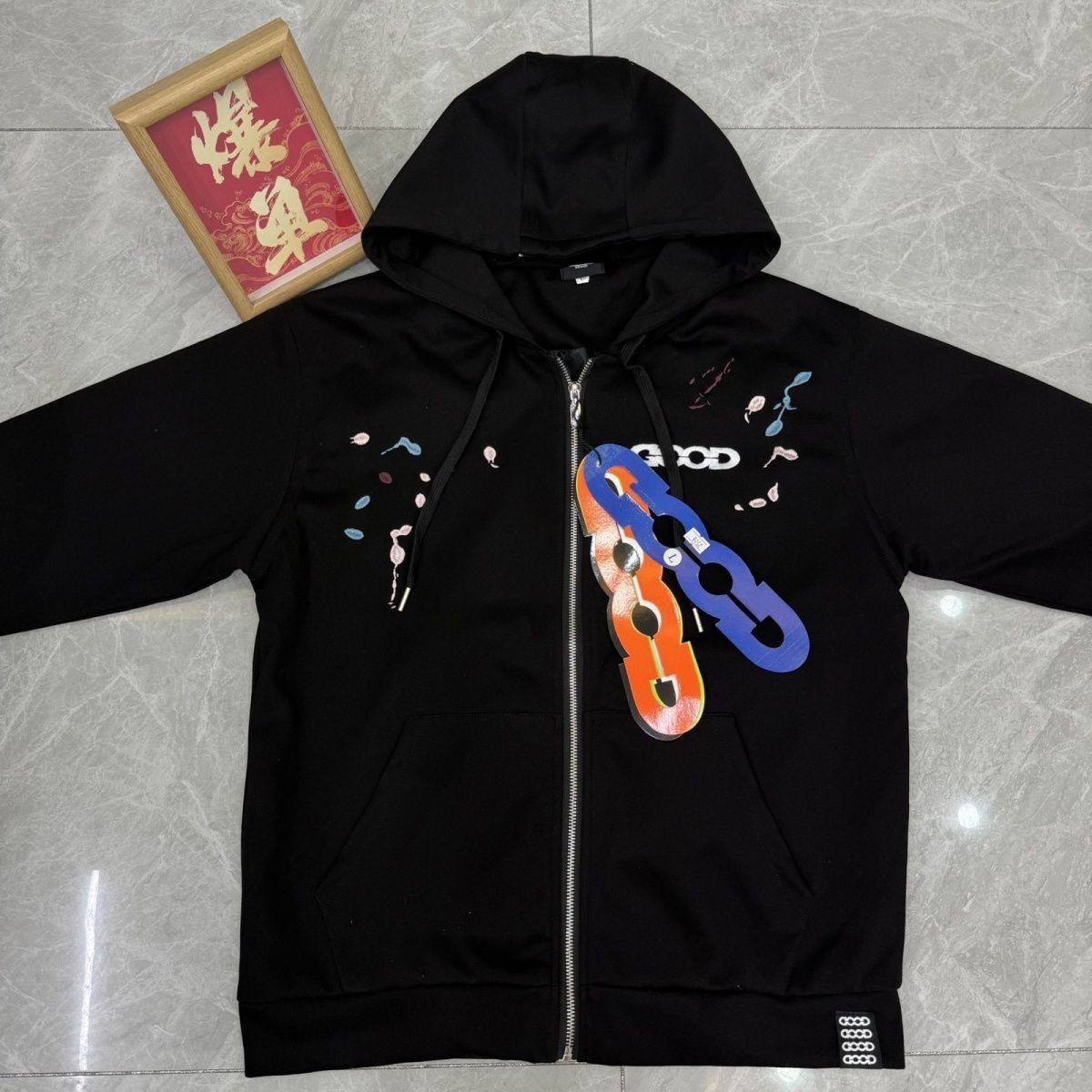 2025 Trend Men's Hooded Ink Splash Cardigan Jacket Embroidered Unisex Zipper Loose Social Style_viptrois.com