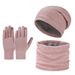 winter warm wool hat scarf gloves three piece set outdoor windproof adult knitted hat three piece set_viptrois.com