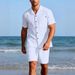 Men's Linen Long Sleeve Casual Top And Five-Quarter Shorts Fashion Set_viptrois.com
