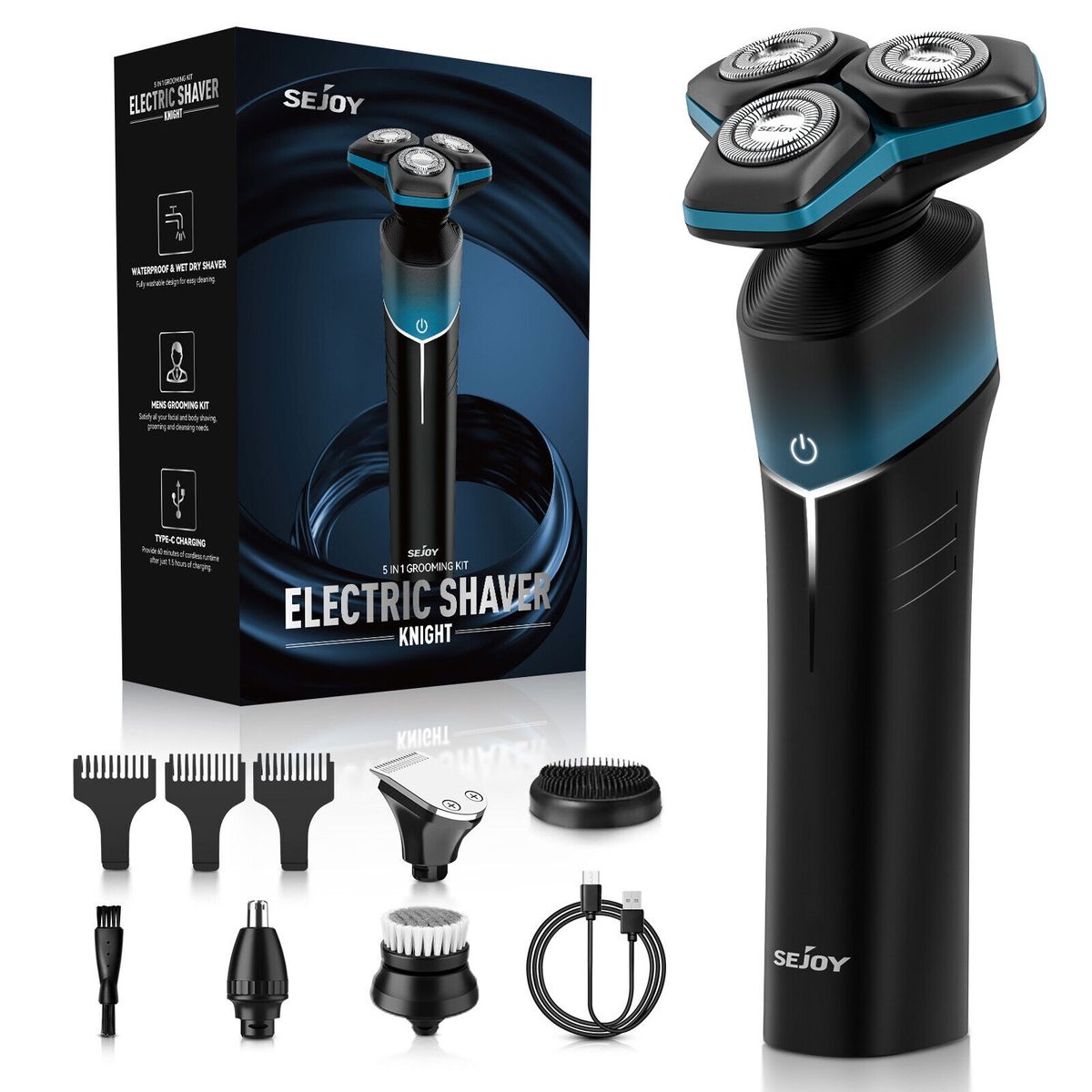 5 In 1 Cordless Electric Shaver Mens Beard Razor Dry & Wet Rechargeable Trimmer_viptrois.com