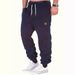 Men’s Casual Sweatpants – Solid Color Drawstring Joggers With Leather Label (Black, Blue, S-XXXL)_viptrois.com