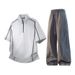 Men's Contrast Stitch Sportswear Set Lightweight Half-Zip T-Shirt And Jogger Pants Two-Piece Outfit Lightweight Polyester_viptrois.com