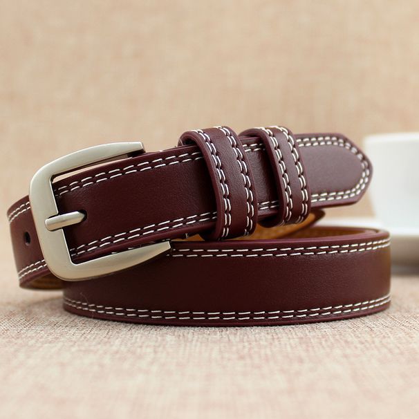 Unisex Vintage fashion pin buckle embellished thin waistband Black belt for women_viptrois.com