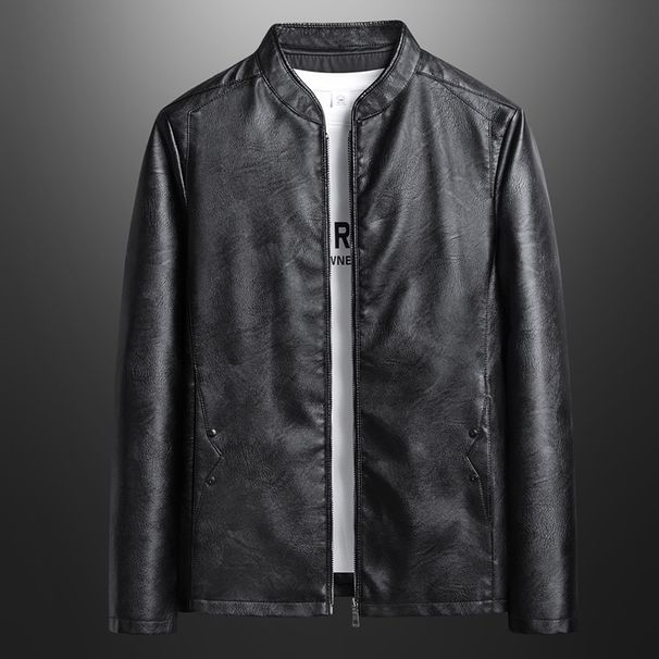 Autumn And Winter Men's Leather Jacket Fashion PU Leather Jacket Locomotive Romantic Large Size Stand-up Collar Leather Jacket_viptrois.com