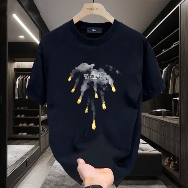 Loose Fit Ins Style And Women's Pure Cotton Top Summer Short Sleeve Trendy T-Shirt New Round Neck Men's_viptrois.com