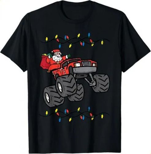 2026 T-shirtchristmas Santa Monster Truck Xmas Boys Kids Toddler_viptrois.com