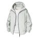 Unisex Waterproof Windbreaker Jacket – Oversized Streetwear Hooded Windcoat (S-XXXL, Mocha/Black/White)_viptrois.com