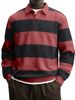 Men's Clothing Long Sleeve Striped T Shirt Men's Long Sleeve Striped T-Shirt – Relaxed Fit Button-Up Collar (Breathable Polyester, 8 Colors)_viptrois.com