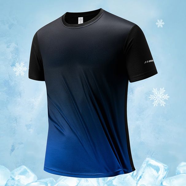 Men's Clothing Ice Silk Short Sleeve Thin Gradient Casual Sports Outdoor T Shirt_viptrois.com