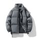 Men's Clothing Cotton Padded Jacket Winter Padded Jacket With Stand Collar, Thickened Loose Fit Unisex Coat, Trendy Solid Color Casual Outerwear_viptrois.com
